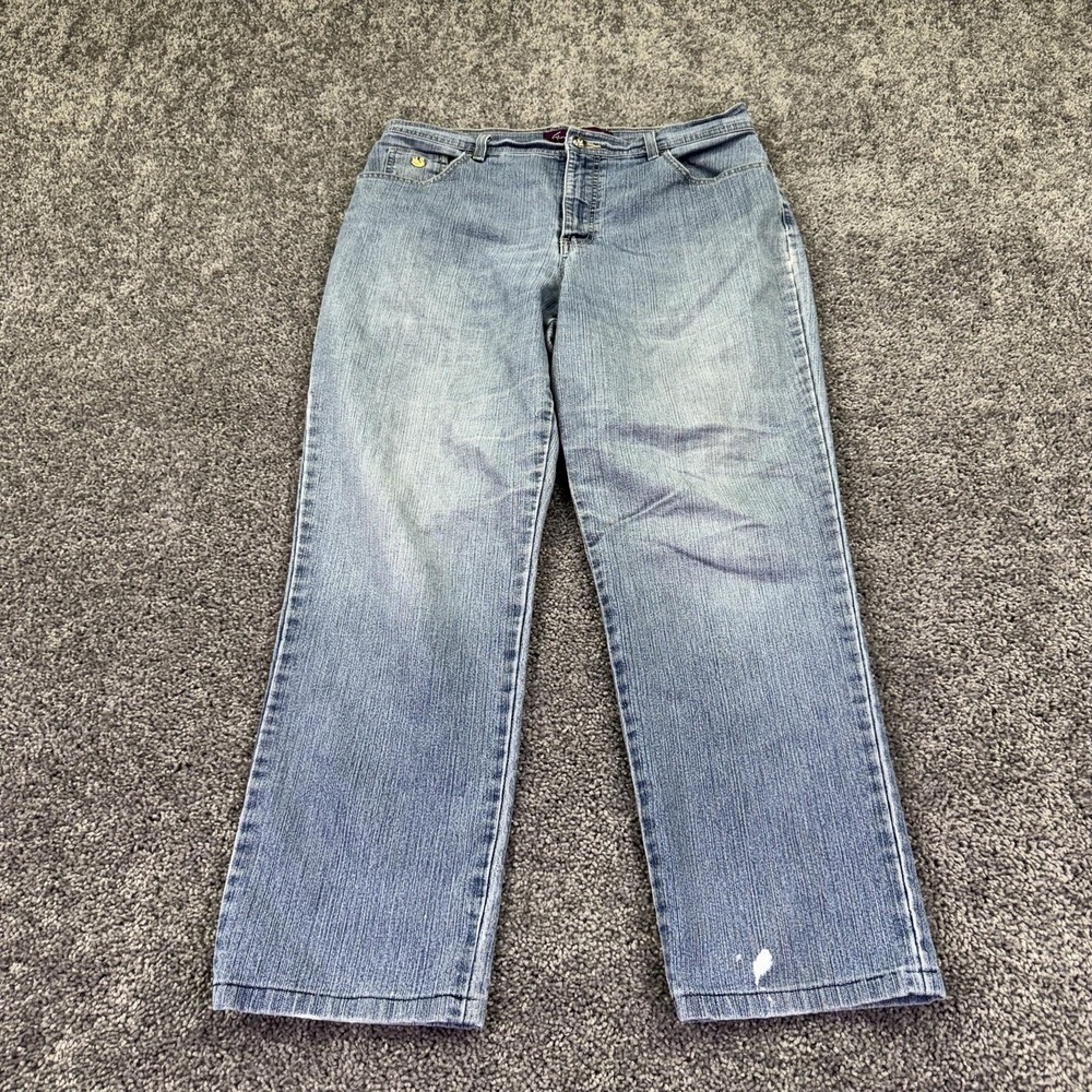 Gloria Vanderbilt Jeans Womens 14 Blue Straight Stretch Denim Light Wash Casual